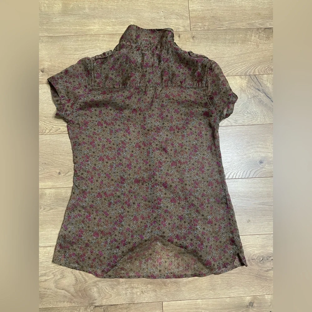 Converse Brown Floral Sheer Blouse - Picture 7 of 8